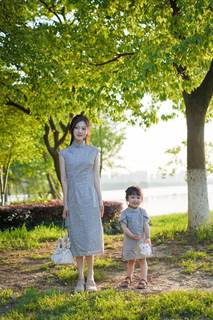 Lovely baby 旗袍女童中国风亲子装连衣裙夏季汉服儿童母女民国风