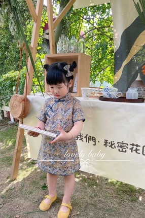 儿童新款旗袍宝宝中国风改良汉服夏季民族风连衣裙女童纯棉哈衣