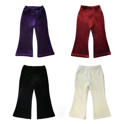 宝宝长裤阔腿裤婴儿新年装潮范女童套装儿童百搭丝绒喇叭裤