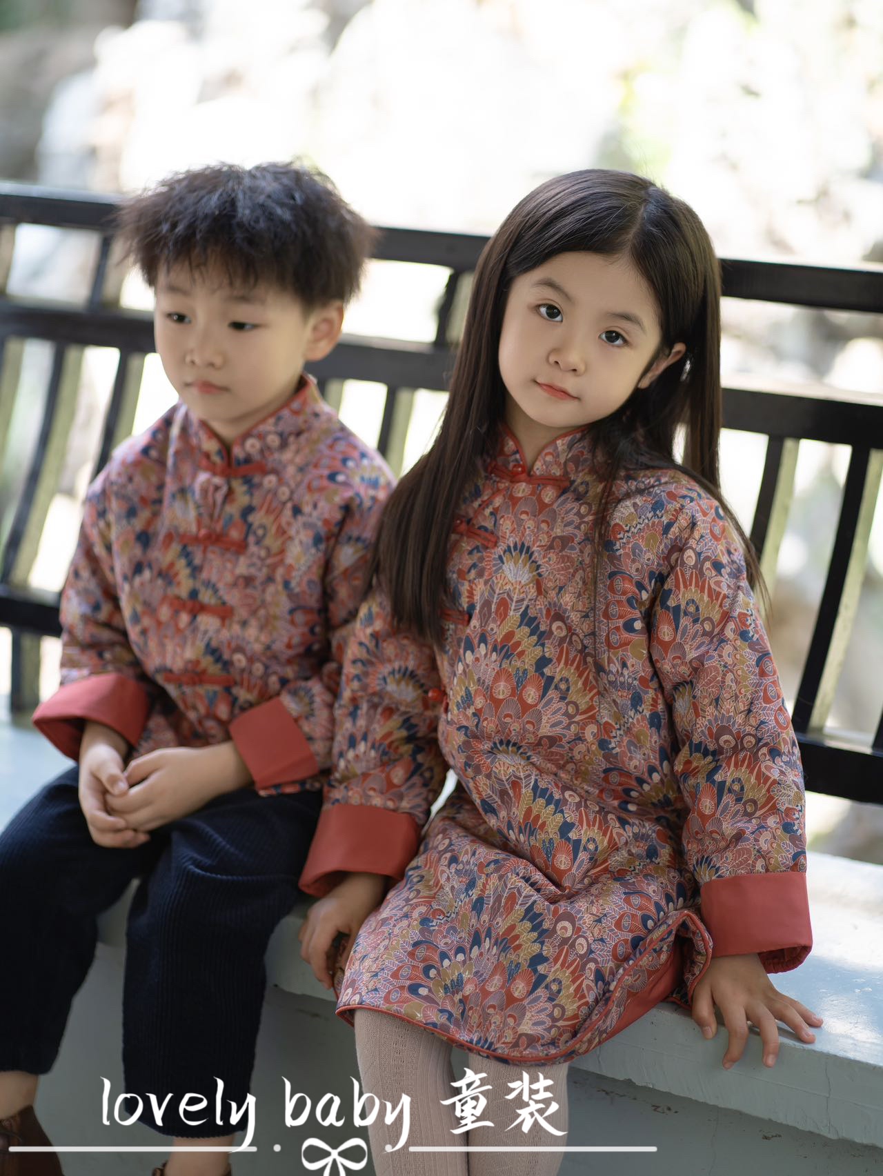 旗袍汉服夹棉秋冬姐弟装