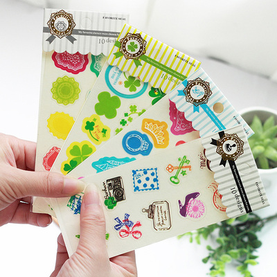 韩国创意清新四叶草公主范日记贴纸可爱透明装饰贴纸DIY手机贴纸