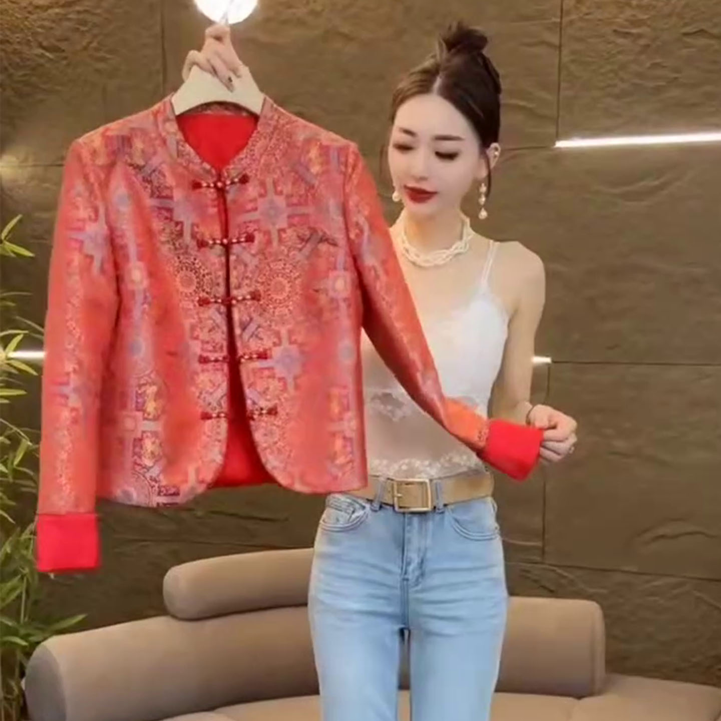 大码春秋季盘扣新中式显瘦百搭女