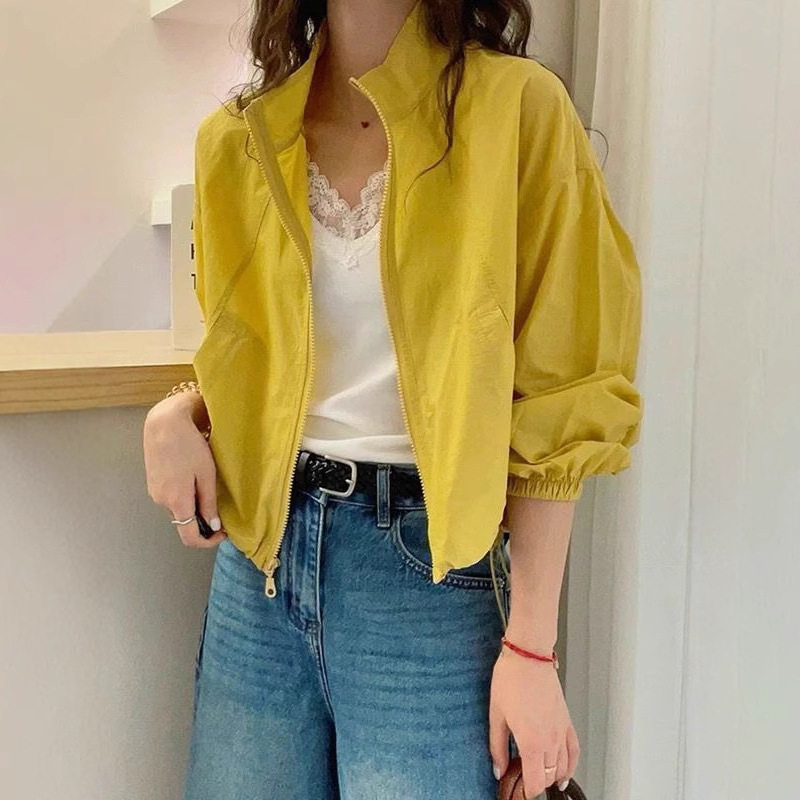 糖果色立领防晒衣外套女欧洲站2025夏新款欧货女装薄款冲锋衣潮