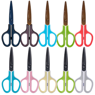 日本PLUS普乐士剪刀不粘胶家用多功能剪子带保护套镀钛防锈弧线刀刃小学生成人居家手工剪纸刀