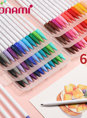 韩国monami慕那美水彩笔0.4mm细涂鸦笔Plus Pen 3000彩色水性染料笔学生用水彩画绘图勾线笔60色做手账颜料笔