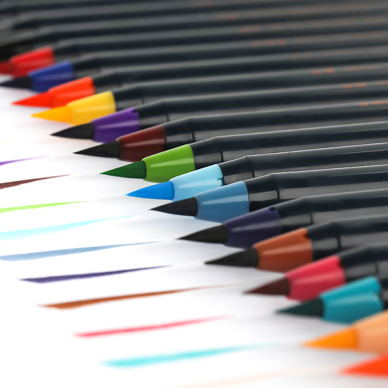 日本樱花水彩笔奈良笔匠akashiya毛笔套装美术生手帐彩绘涂鸦毛笔学生用手账水溶性彩色软头笔