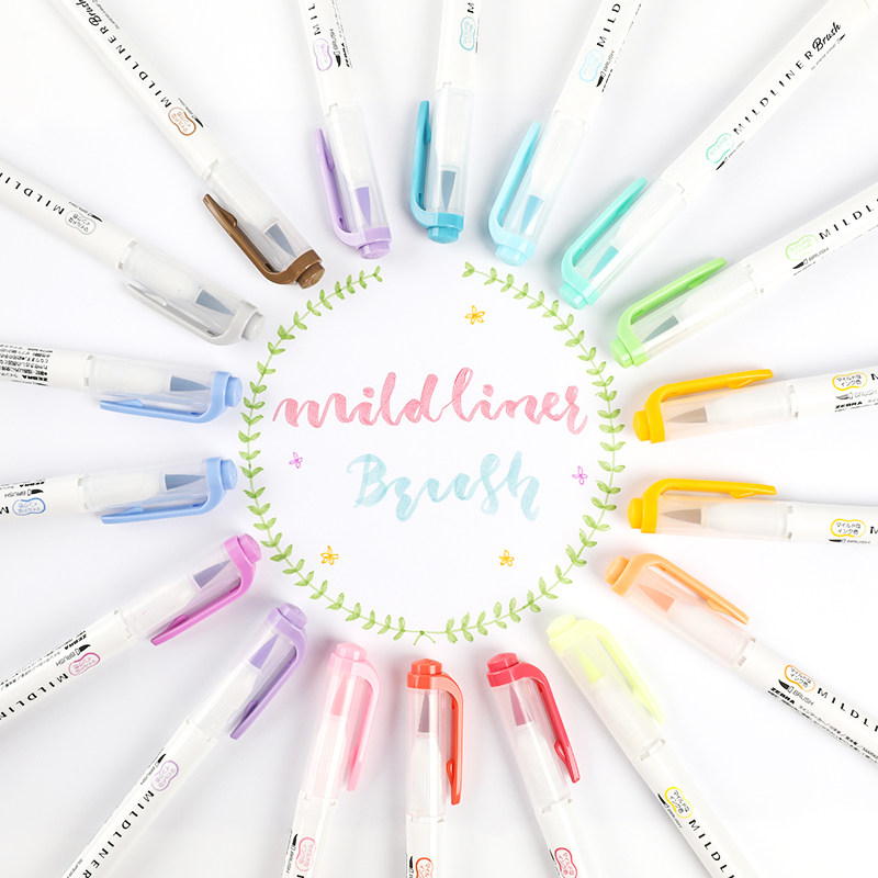 日本ZEBRA斑马brush双头荧光标记水彩笔套装学生用彩色软毛笔手账英文花体字淡色填色粗细两用艺术插绘画笔,文具电教/文化用品/商务用品,荧光笔,淘宝优惠券,粉丝福利购,淘宝优惠卷