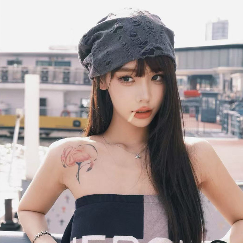废土风破洞堆堆帽春夏薄款显脸小