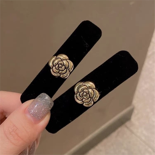 山茶花丝绒发夹女侧边刘海夹子一字夹冬季碎发bb夹气质发卡头饰品
