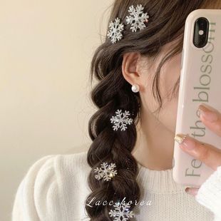 初雪记忆~超闪水钻雪花夹子珠满钻侧边刘海夹鸭嘴夹圣诞节发夹