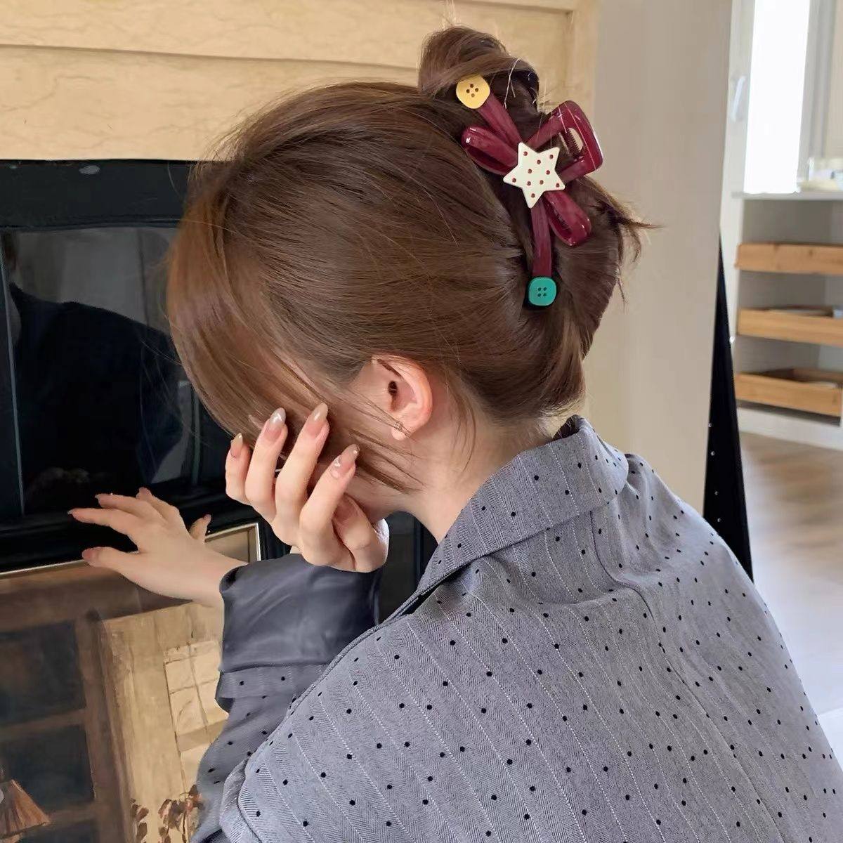 趣味撞色波点星星纽扣抓夹大号蝴蝶结鲨鱼夹半扎盘发夹发量多发抓,饰品/流行首饰/时尚饰品新,发饰,淘宝优惠券,粉丝福利购,淘宝优惠卷