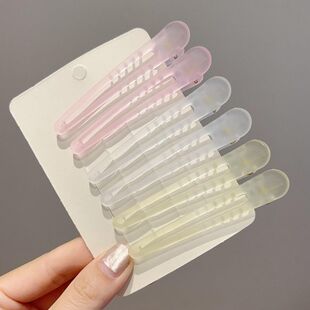 简约磨砂质感鸭嘴夹定位夹垫发根蓬松定型百搭刘海夹化妆透明边夹