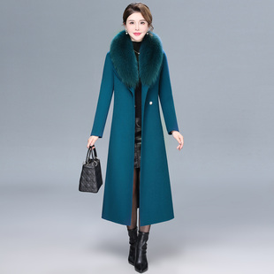 狐狸毛领双面羊绒大衣女长款冬加厚洋气高端大码气质羊毛呢子外套