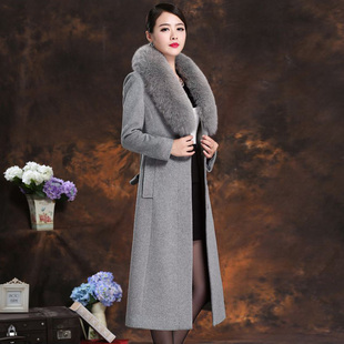 狐狸毛领羊绒大衣过膝长款2025年新款妈妈加厚大码高档羊毛呢外套