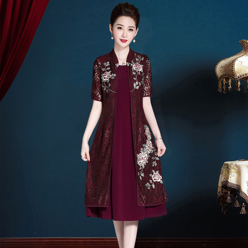 夏季女时尚高档蕾丝两件套连衣裙