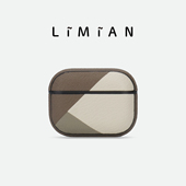 里面LM｜三色拼接款 创意设计小众多色可选 真皮AirPods123代AirPodspro12代耳机壳定制保护套刻字定制精致个性