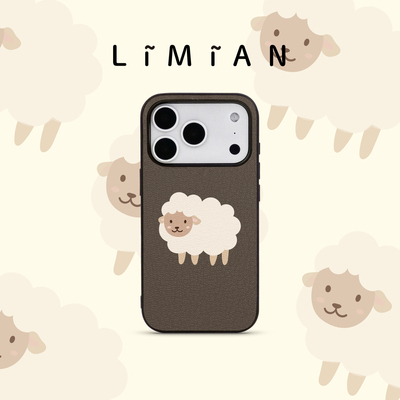 里面LM｜可爱绵羊系列真皮手机壳卡通保护壳可爱治愈日常卡通软壳定制创意个性保护壳小众适用于苹果华为