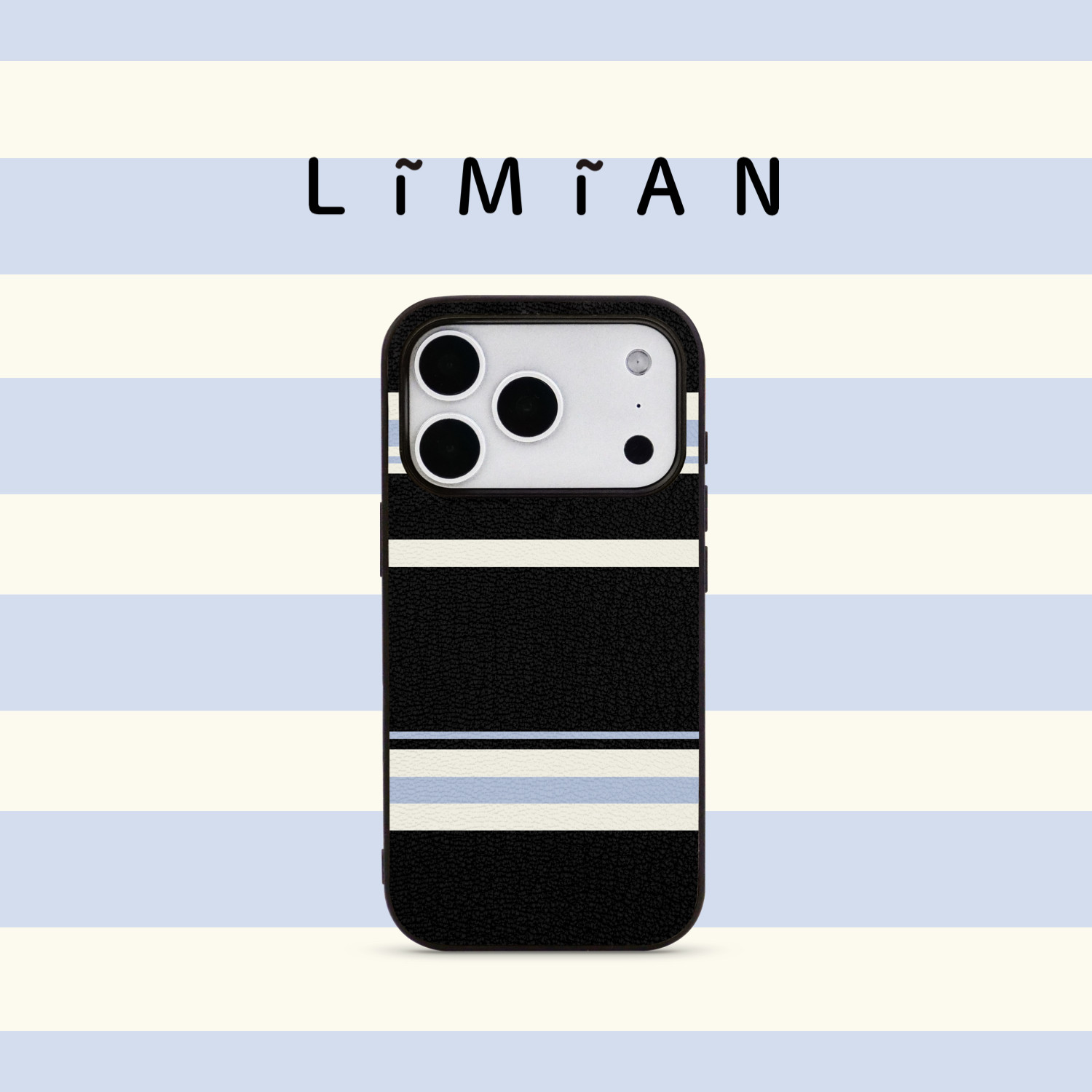 里面LM｜条纹OOTD系列真皮手机壳清新日常卡通保护壳可爱治愈简约软壳定制创意个性保护壳小众适用于苹果华为 - 实物图
