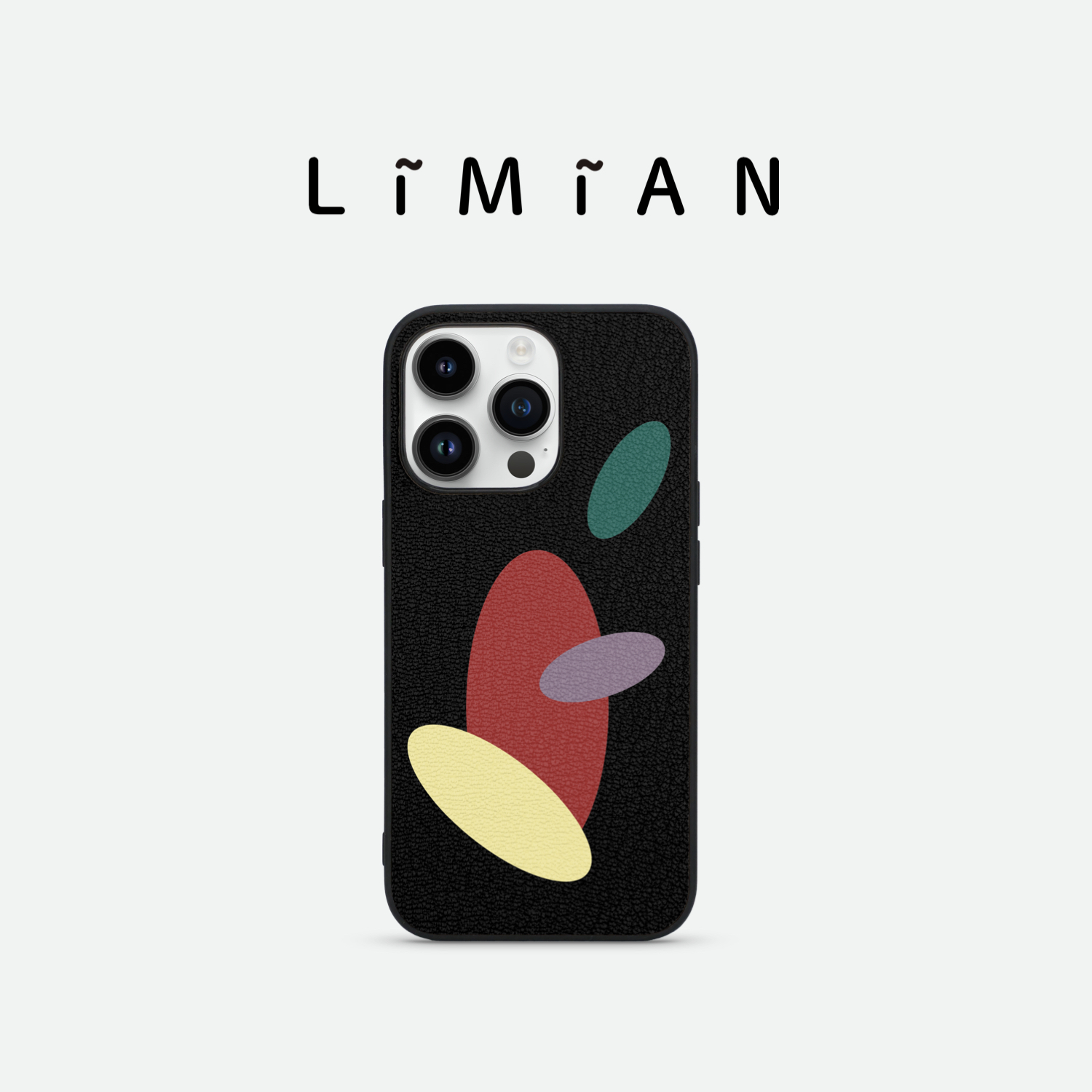 里面LM｜七彩糖豆系列真皮拼贴手机壳适用iPhone17proMax几何图形艺术拼接美式复古个性多色定制解压创意
