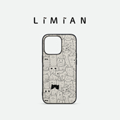 里面LM｜猫咪王国系列真皮彩绘手机壳适用iPhone17proMax华为p80pro可爱萌宠涂鸦定制精致个性 不撞壳多色可选