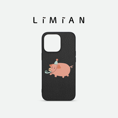 里面LM可爱小猪手机壳真皮定制