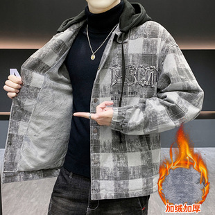 青少年秋冬款外套13岁男孩初中学生14加绒加厚15大童冬装夹克棉服