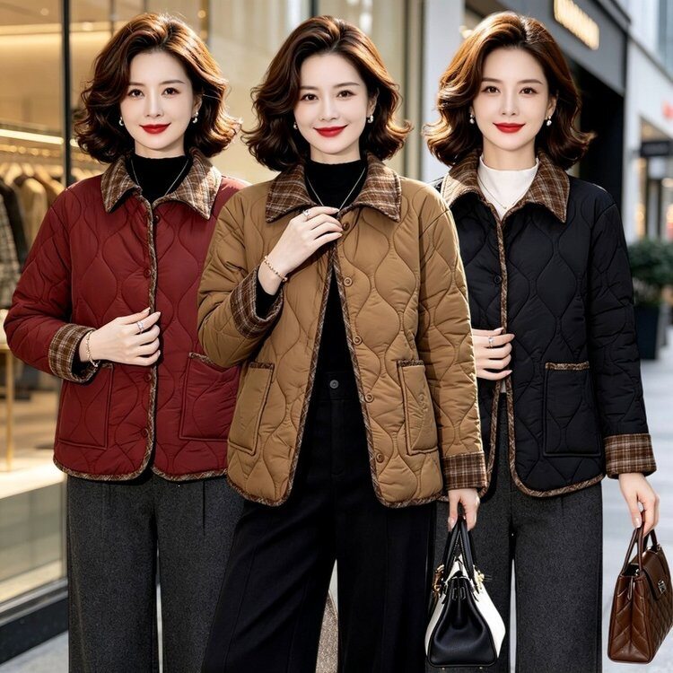 中老年妈妈短款冬天棉服女加绒加厚棉衣外套2026冬新款中年小棉袄