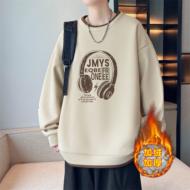 春秋季新款青少年卫衣男生初高中学生加绒加厚长袖t恤男装上衣服