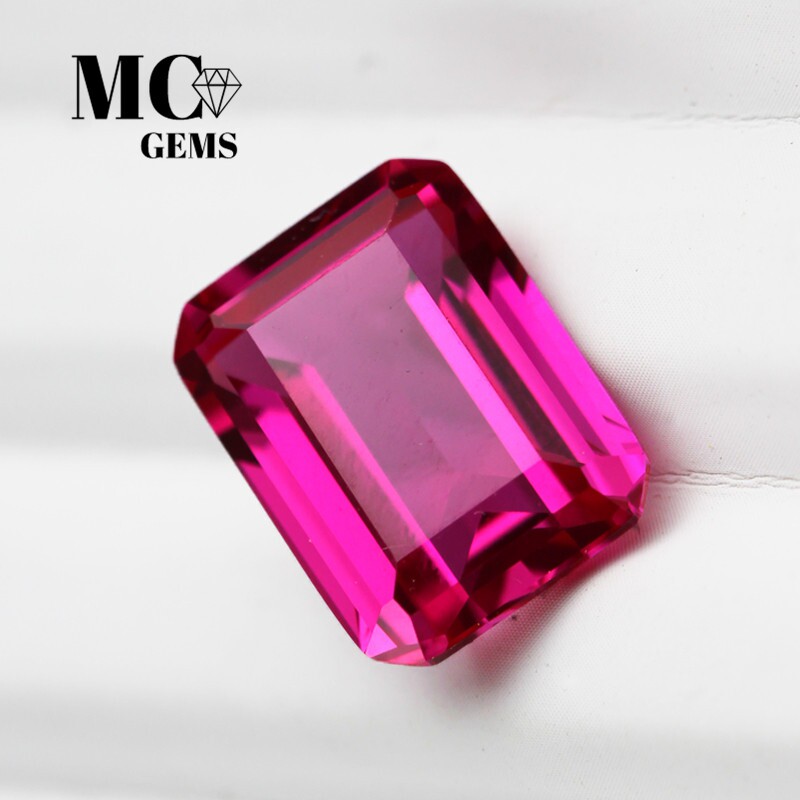 精品 玫红碧玺长方倒角长方形裸石戒指戒面耳钉吊坠项链宝石配钻