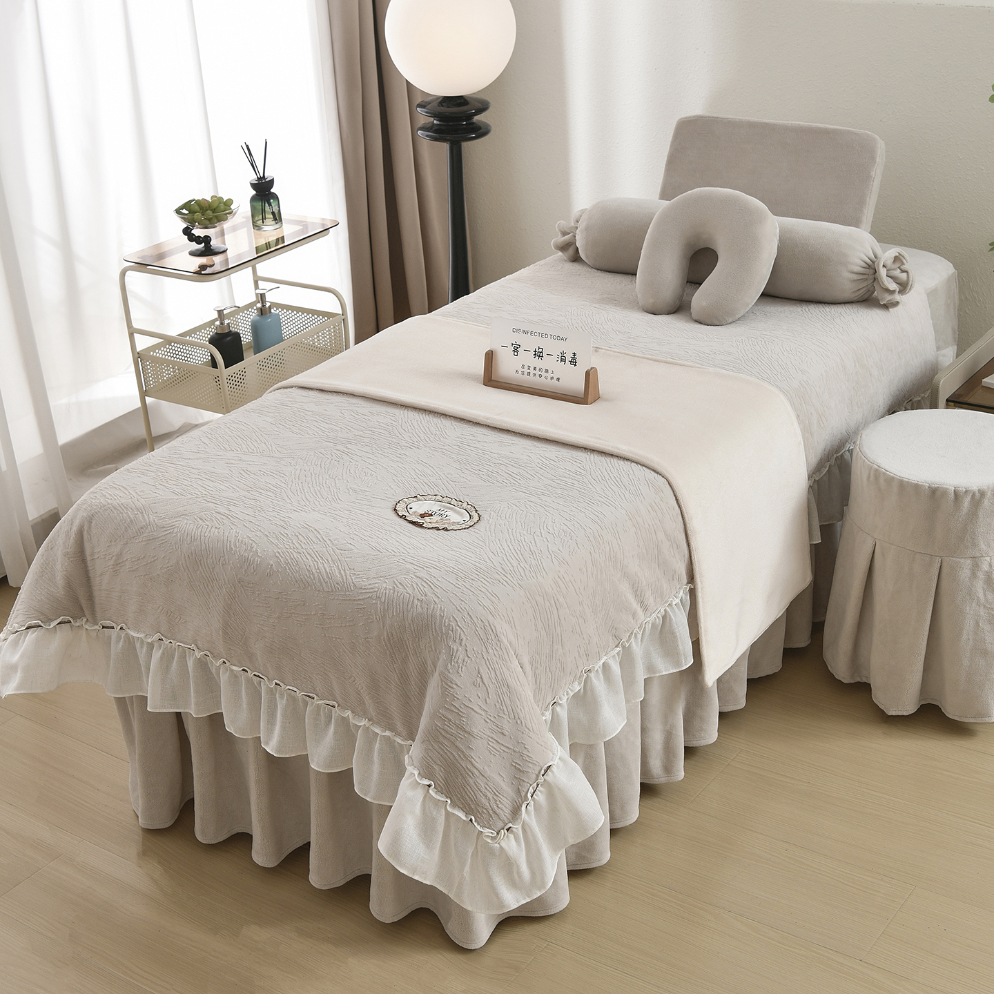 2025牛奶绒美容床罩四件套高级感美容院SPA推拿理疗头疗专用床单