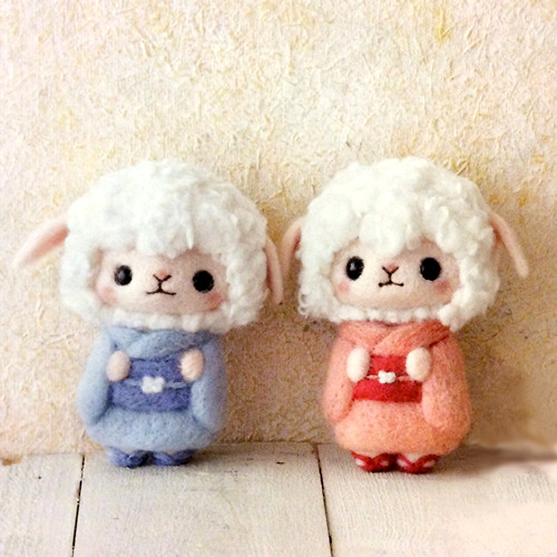 清仓特价 羊毛毡 和风小羊饰品挂件 非成品 手工diy戳戳乐 材料包