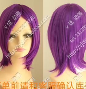 高温丝MSN收脸 紫色短发 黑子的篮球 紫原敦cosplay假发 假毛动漫