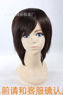 cosplay假发假毛 深棕色反翘高温丝收脸短发 薄樱鬼 冲田总司现货