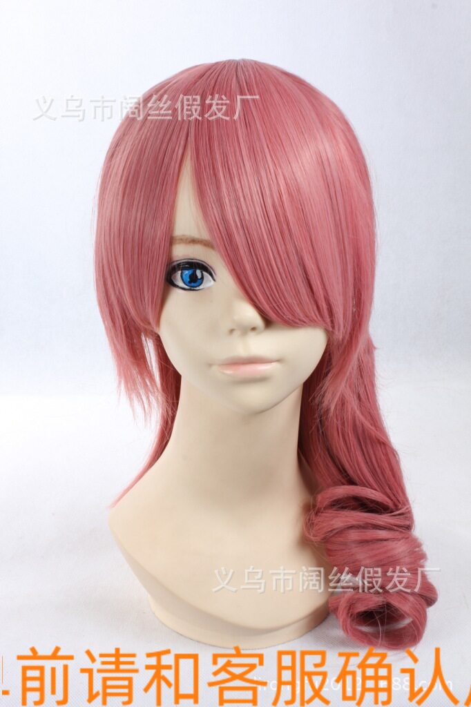 cosplay假发假毛最终幻想13塞拉 粉红色粉色长直发 长发 马尾卷发