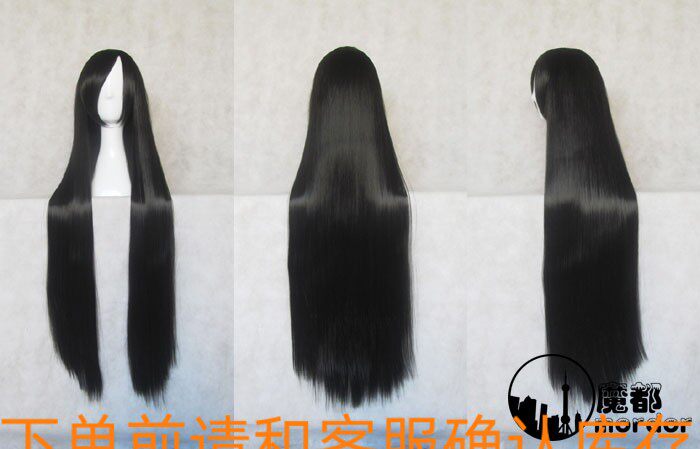 cosplay wig 100cm long hair black akiyama mio kotaro katsura