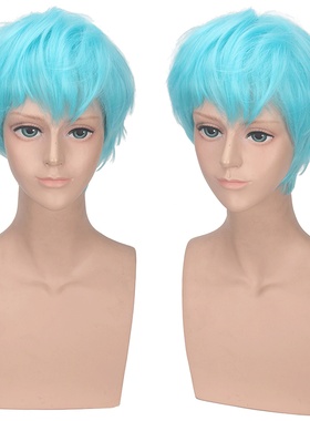 韩流Bigbang崔胜贤top 水蓝色蓬松短发假毛cosplay假发男