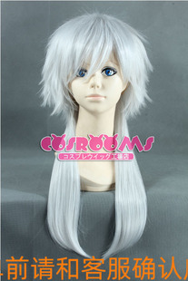 刀剑乱舞 鹤丸国永 银白色银色 翻翘 短发两鬓加长发cos假发假毛