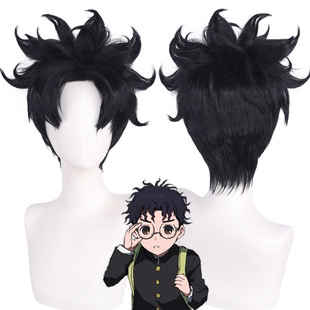 超自然武装当哒当 高仓健cos假发 黑色打毛顶 倒毛工艺短发反翘毛