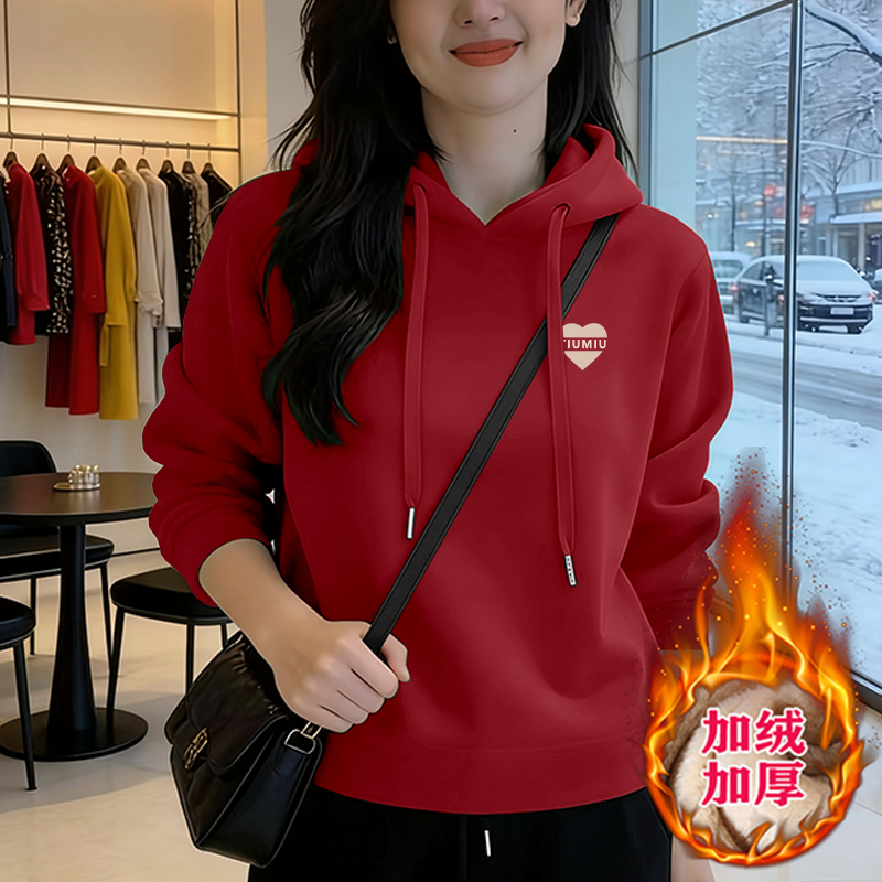 时尚加绒宽松加厚秋冬休闲印花连帽女士卫衣新款长袖洋气上衣外套,女装/女士精品,卫衣/绒衫,淘宝优惠券,粉丝福利购,淘宝优惠卷