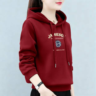 洋气宽松休闲百搭加绒卫衣 时尚 加厚保暖长袖 连帽女士潮流2025新款