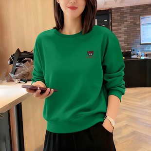 上衣 宽松休闲加绒加厚长袖 圆领卫衣女士秋冬中年新款 妈妈洋气时尚