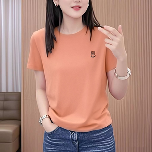顯瘦百搭休閑夏季 2025女士寬松大碼 時(shí)尚 短袖 圓領(lǐng)印花上衣新款 t恤