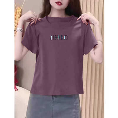 冰丝韩版圆领短袖t恤女夏季新款宽松时尚体恤潮流百搭上衣打底衫