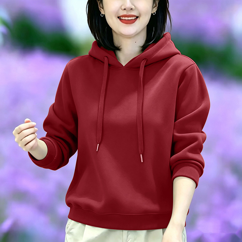 简约卫衣女秋季时尚百搭休闲居家外出通勤潮流女士长袖加绒上衣