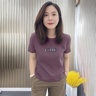 t恤女士宽松大码 圆领印花时尚 短袖 夏季 上衣 休闲百搭显瘦2025新款