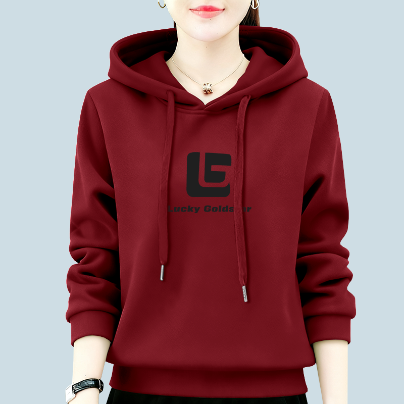 连帽卫衣2025新款时尚简约通勤宽松加绒春秋加厚显瘦女装外套上衣