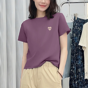 透气上衣 印花短袖 T恤女士夏季 2025新款 圆领宽松打底简约休闲时尚