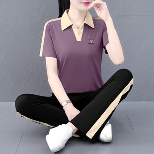 休閑女士短袖 2025新款 時尚 套裝 洋氣顯瘦兩件套 潮流寬松大碼 夏季