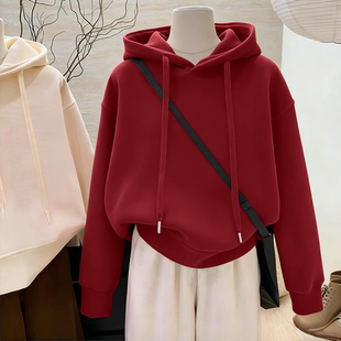 连帽卫衣加绒加厚2025秋冬新款 洋气长袖 宽松外套上衣 时尚 潮流韩版