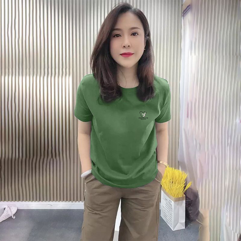 2024年春夏季新款冰丝短袖t恤女士时尚小众休闲洋气显瘦体恤上衣,女装/女士精品,T恤,淘宝优惠券,粉丝福利购,淘宝优惠卷